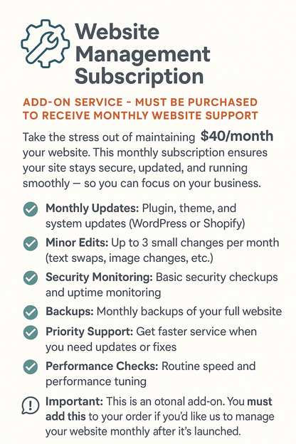 Website Management Subscription (add-on)