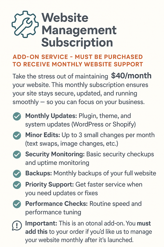 Website Management Subscription (add-on)